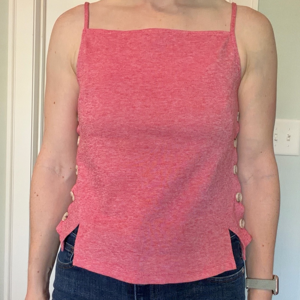 Anthropologie Women's Pink Button-Side Tank Top